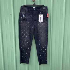 Super High Rise Straight Premium Denim Raw Hem Jeans Pants Size 17